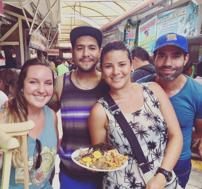 Peace Corps Peru Volunteer ceviche in market Jesus Maria